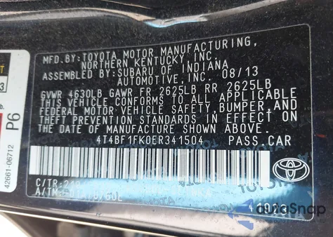 2014 Toyota Camry Le from USA, damaged, VIN 4T4BF1FK0ER341504